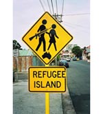 Photo of Refugee Island road sign jam